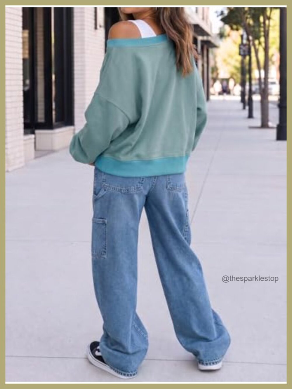 Reversible Wrap Sweatshirt Off Shoulder Long Sleeve Athletic Workout Top Y2K - Picture 4 of 4